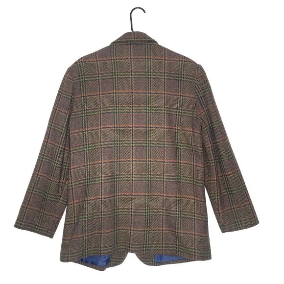 Vtg Wool Blend Plaid Blazer Jacket Sz 12 Academia Preppy Check Tweed 80s - Picture 3 of 9